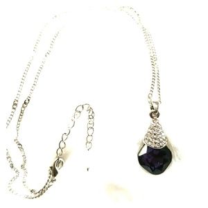 Purple Crystal with rhinestones and silver chain